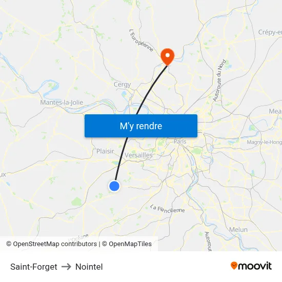 Saint-Forget to Nointel map
