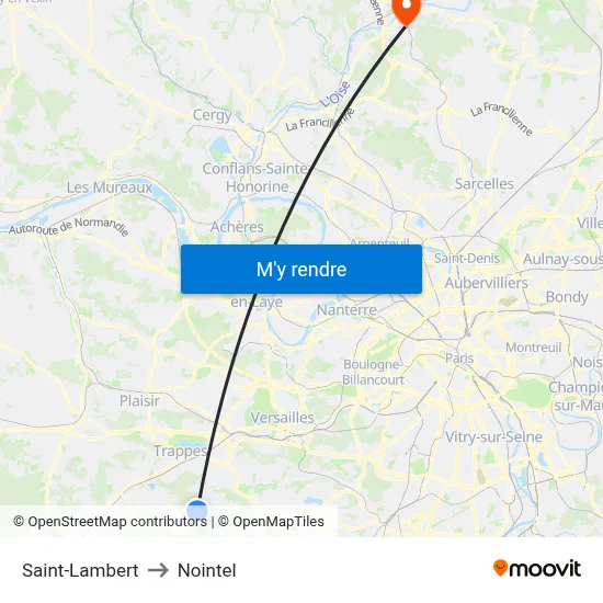 Saint-Lambert to Nointel map