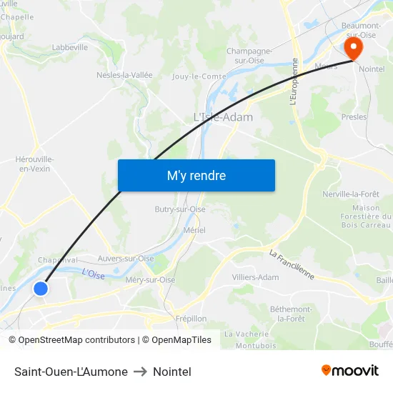 Saint-Ouen-L'Aumone to Nointel map