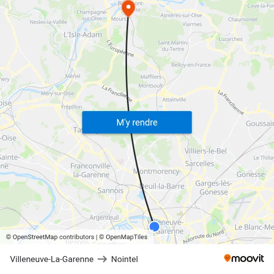 Villeneuve-La-Garenne to Nointel map
