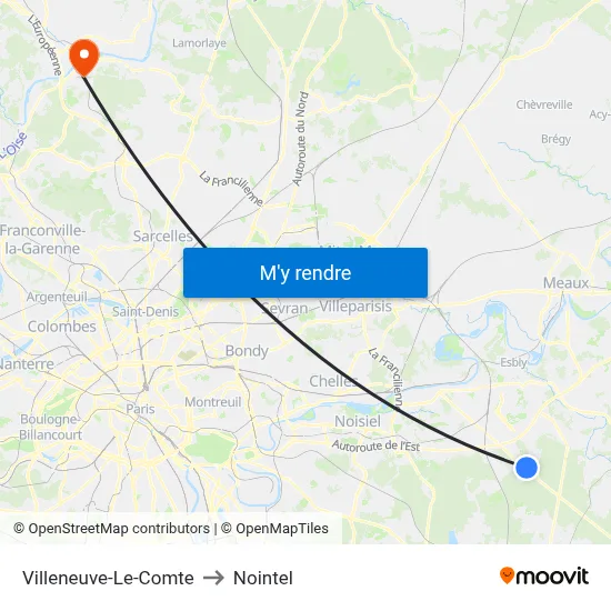 Villeneuve-Le-Comte to Nointel map