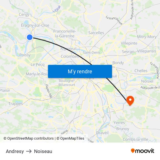 Andresy to Noiseau map