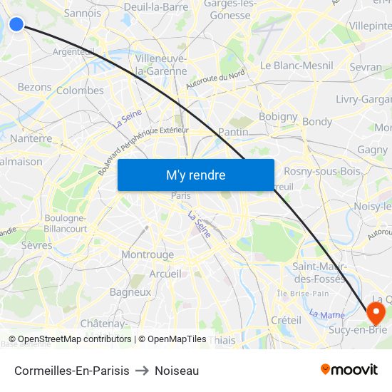 Cormeilles-En-Parisis to Noiseau map