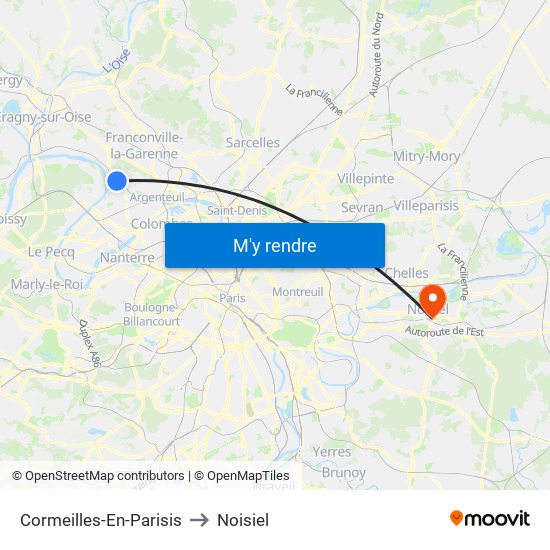 Cormeilles-En-Parisis to Noisiel map
