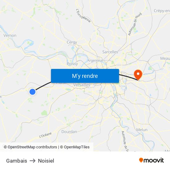 Gambais to Noisiel map