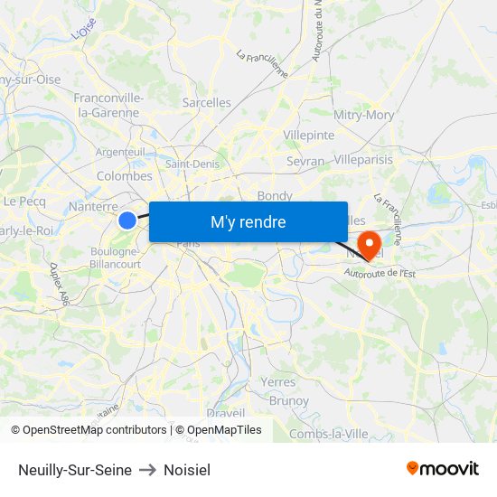 Neuilly-Sur-Seine to Noisiel map