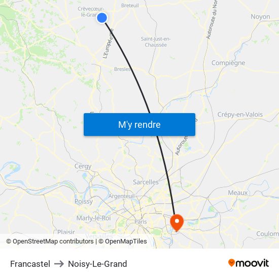 Francastel to Noisy-Le-Grand map