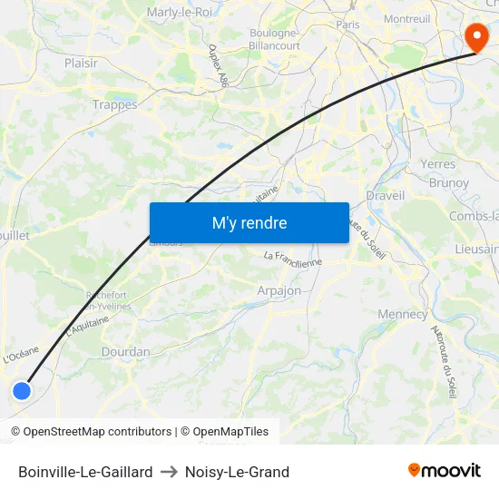Boinville-Le-Gaillard to Noisy-Le-Grand map