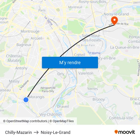 Chilly-Mazarin to Noisy-Le-Grand map