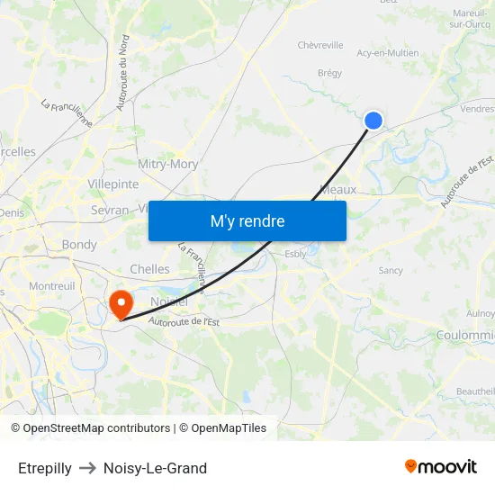 Etrepilly to Noisy-Le-Grand map