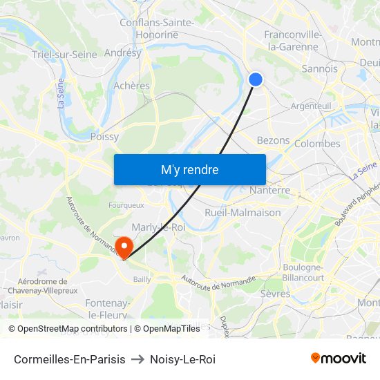 Cormeilles-En-Parisis to Noisy-Le-Roi map