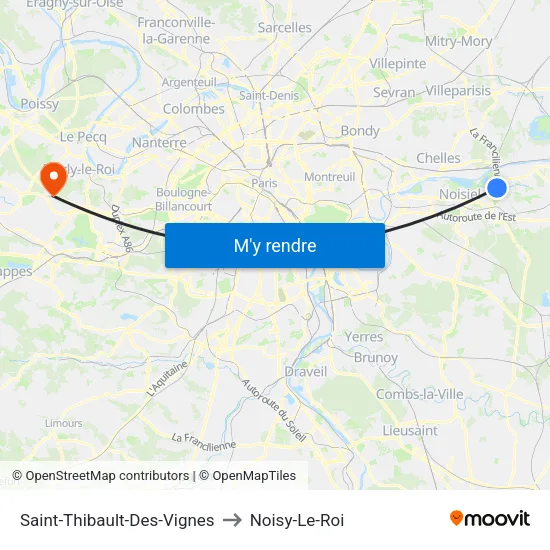 Saint-Thibault-Des-Vignes to Noisy-Le-Roi map