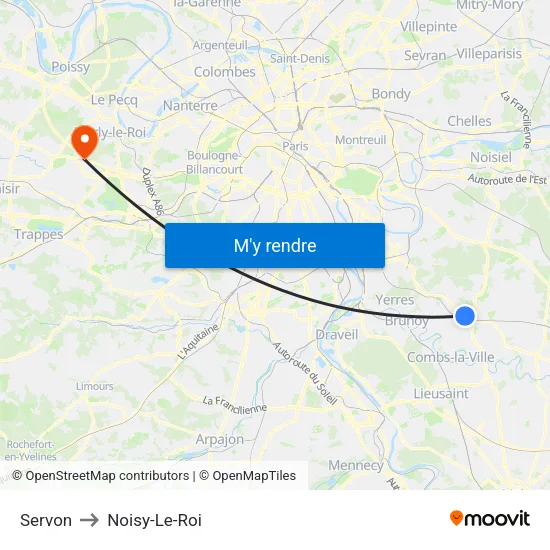 Servon to Noisy-Le-Roi map