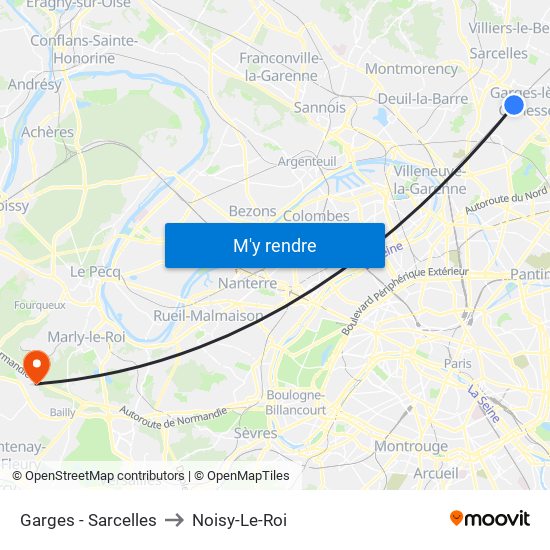 Garges - Sarcelles to Noisy-Le-Roi map