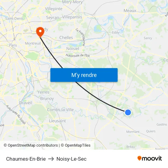 Chaumes-En-Brie to Noisy-Le-Sec map
