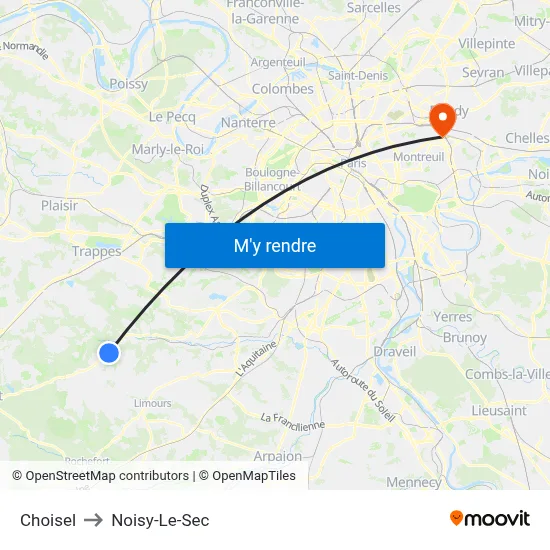 Choisel to Noisy-Le-Sec map