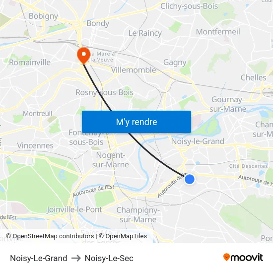 Noisy-Le-Grand to Noisy-Le-Sec map