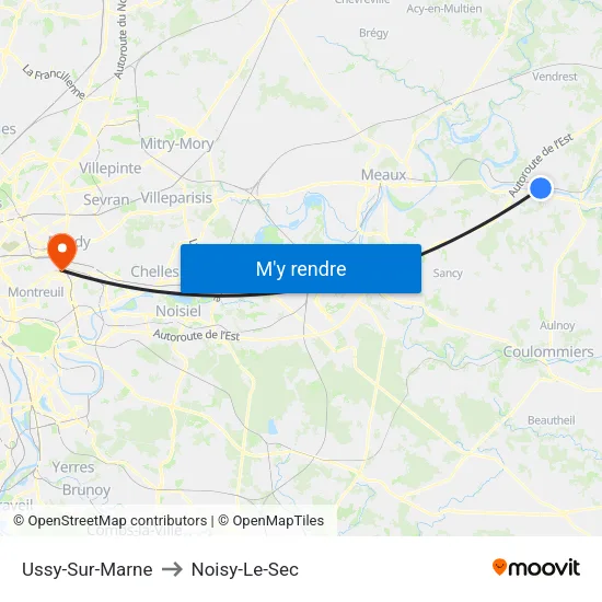 Ussy-Sur-Marne to Noisy-Le-Sec map