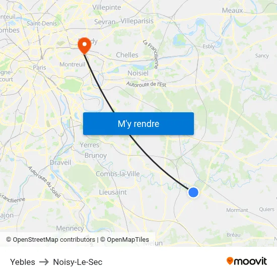 Yebles to Noisy-Le-Sec map