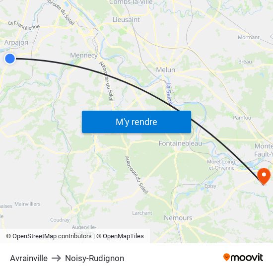 Avrainville to Noisy-Rudignon map