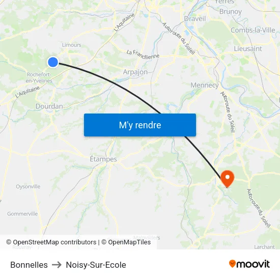 Bonnelles to Noisy-Sur-Ecole map