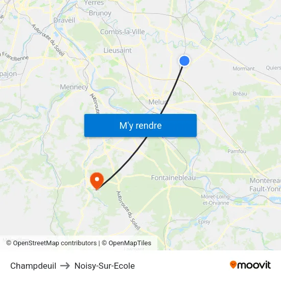 Champdeuil to Noisy-Sur-Ecole map