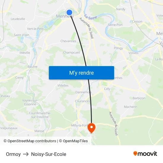 Ormoy to Noisy-Sur-Ecole map