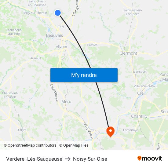 Verderel-Lès-Sauqueuse to Noisy-Sur-Oise map