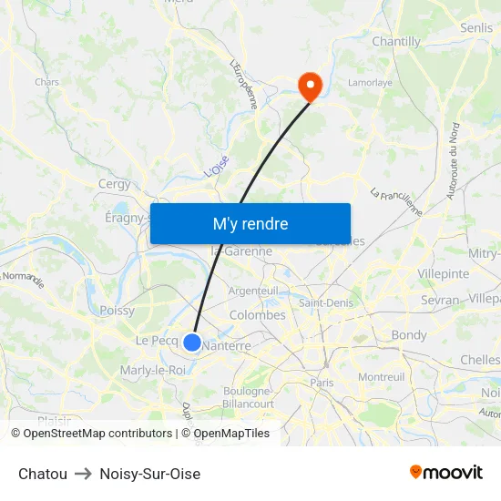 Chatou to Noisy-Sur-Oise map