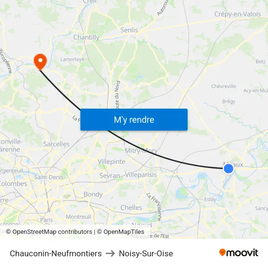 Chauconin-Neufmontiers to Noisy-Sur-Oise map