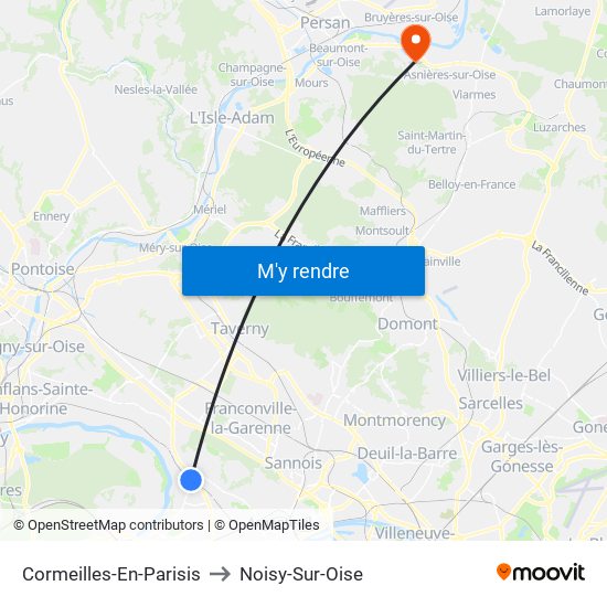 Cormeilles-En-Parisis to Noisy-Sur-Oise map