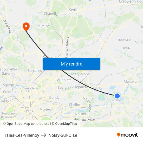 Isles-Les-Villenoy to Noisy-Sur-Oise map