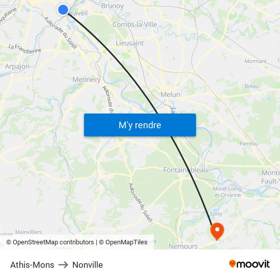 Athis-Mons to Nonville map