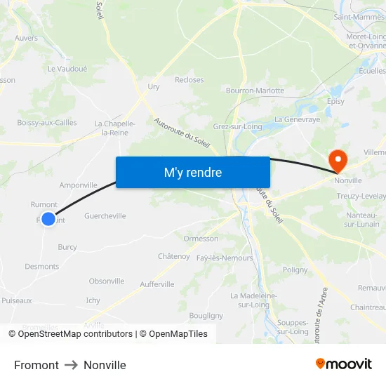 Fromont to Nonville map