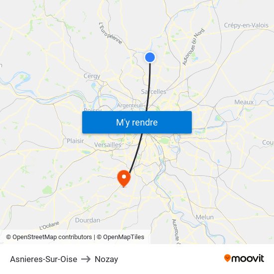 Asnieres-Sur-Oise to Nozay map