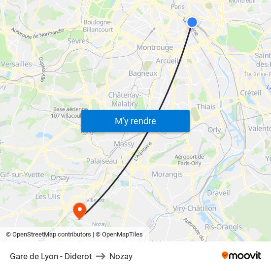 Gare de Lyon - Diderot to Nozay map