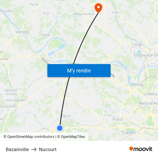 Bazainville to Nucourt map