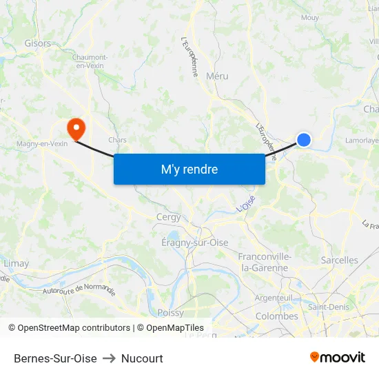 Bernes-Sur-Oise to Nucourt map