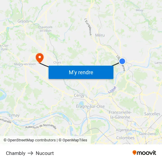 Chambly to Nucourt map