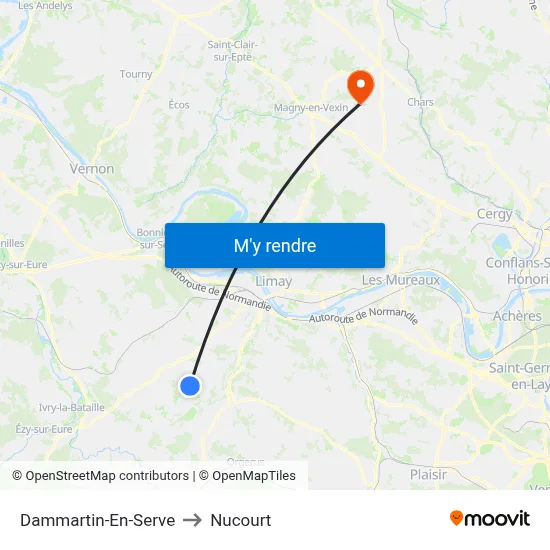 Dammartin-En-Serve to Nucourt map