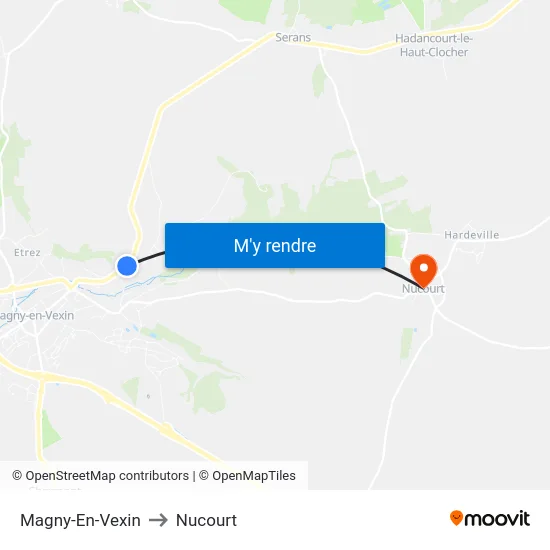 Magny-En-Vexin to Nucourt map