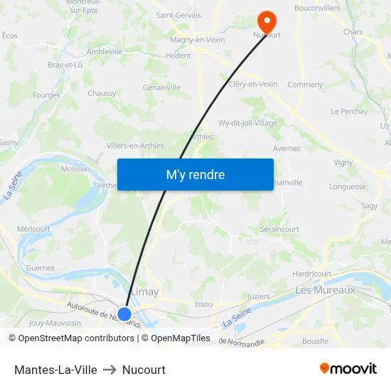 Mantes-La-Ville to Nucourt map