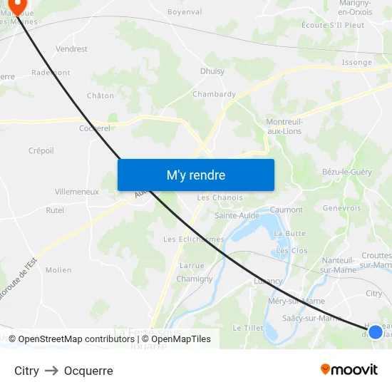 Citry to Ocquerre map