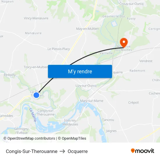 Congis-Sur-Therouanne to Ocquerre map