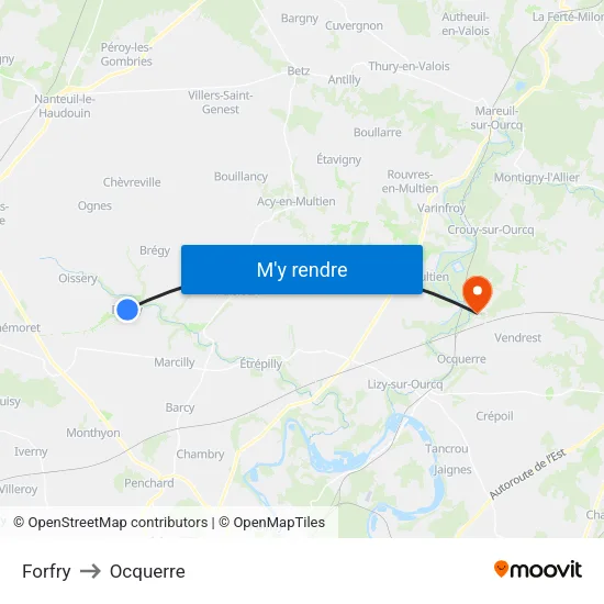 Forfry to Ocquerre map