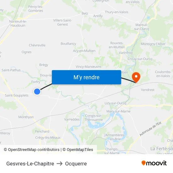 Gesvres-Le-Chapitre to Ocquerre map
