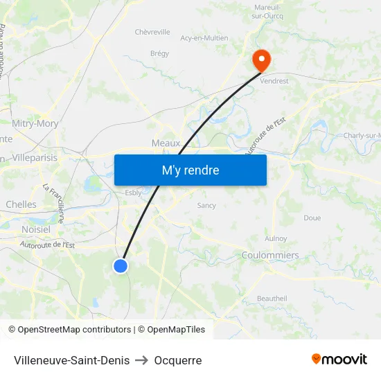 Villeneuve-Saint-Denis to Ocquerre map
