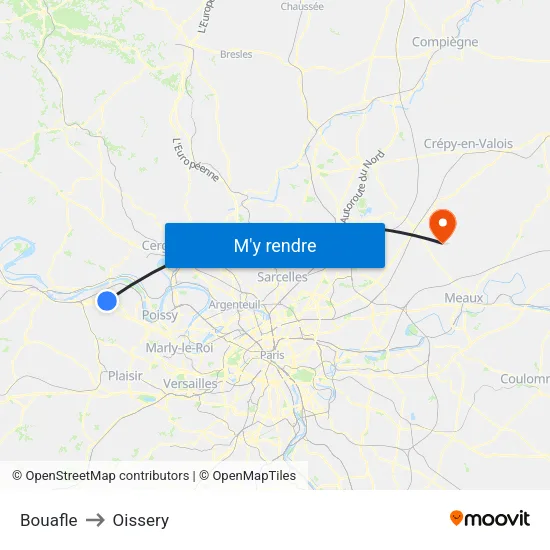 Bouafle to Oissery map