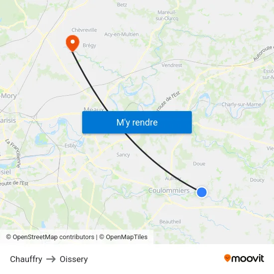 Chauffry to Oissery map