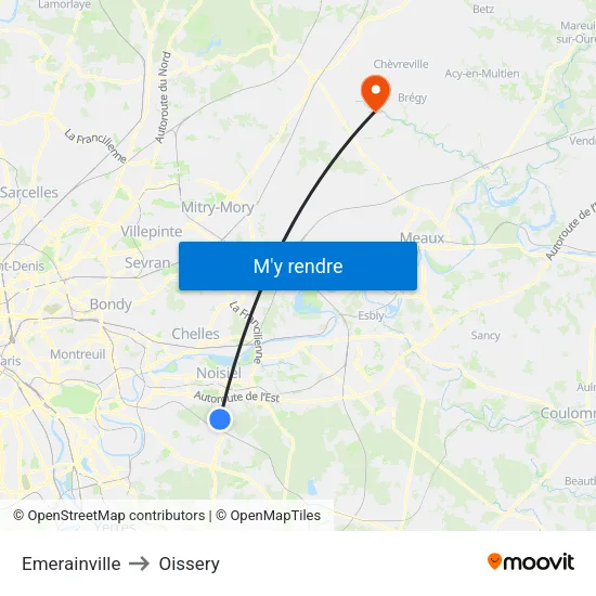 Emerainville to Oissery map